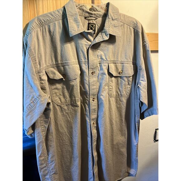 NOBLE Outfitters Canvas Weathered Work Shirt Mens Sz XLT Short Sleeve Button Up - Picture 2 of 10